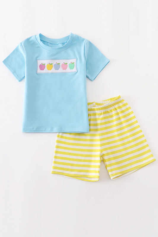 Apple embroidered boy set