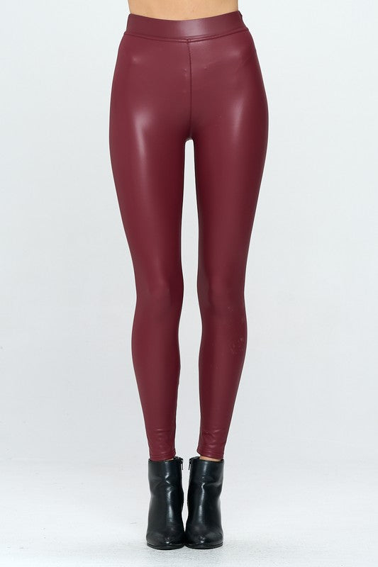 STRETCHY FAUX LEATHER LEGGINGS PANTS