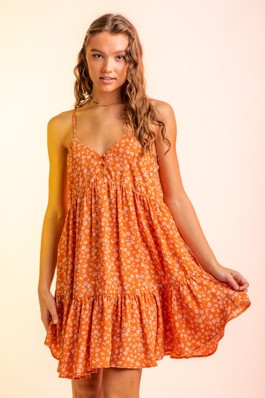 Casual Dotted print babydoll mini dress