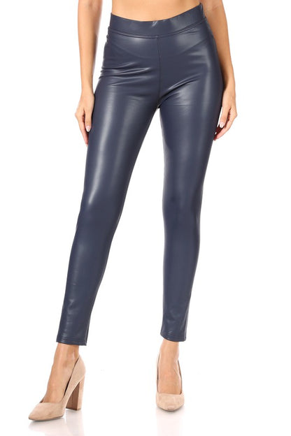 STRETCHY FAUX LEATHER LEGGINGS PANTS