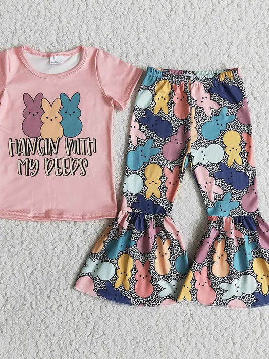Baby Girls easter friends bell pants sets